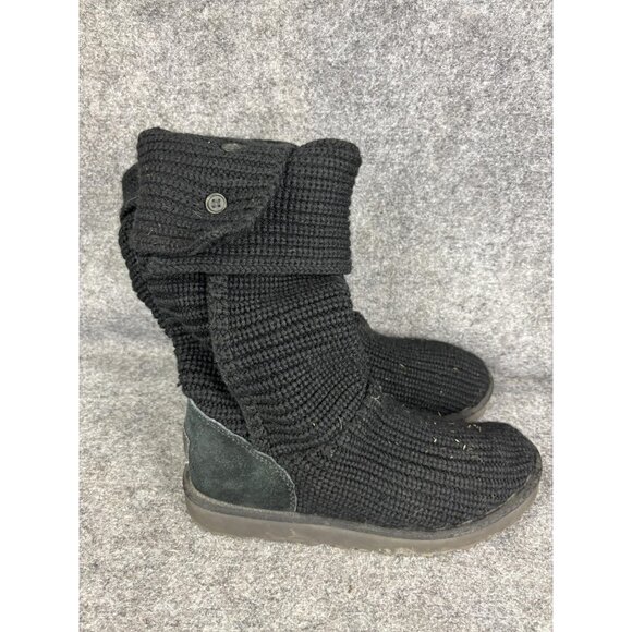UGG Boots Womens Size 10 Black Classic Cardy II Knit Tall Slouch Winter - Picture 4 of 9